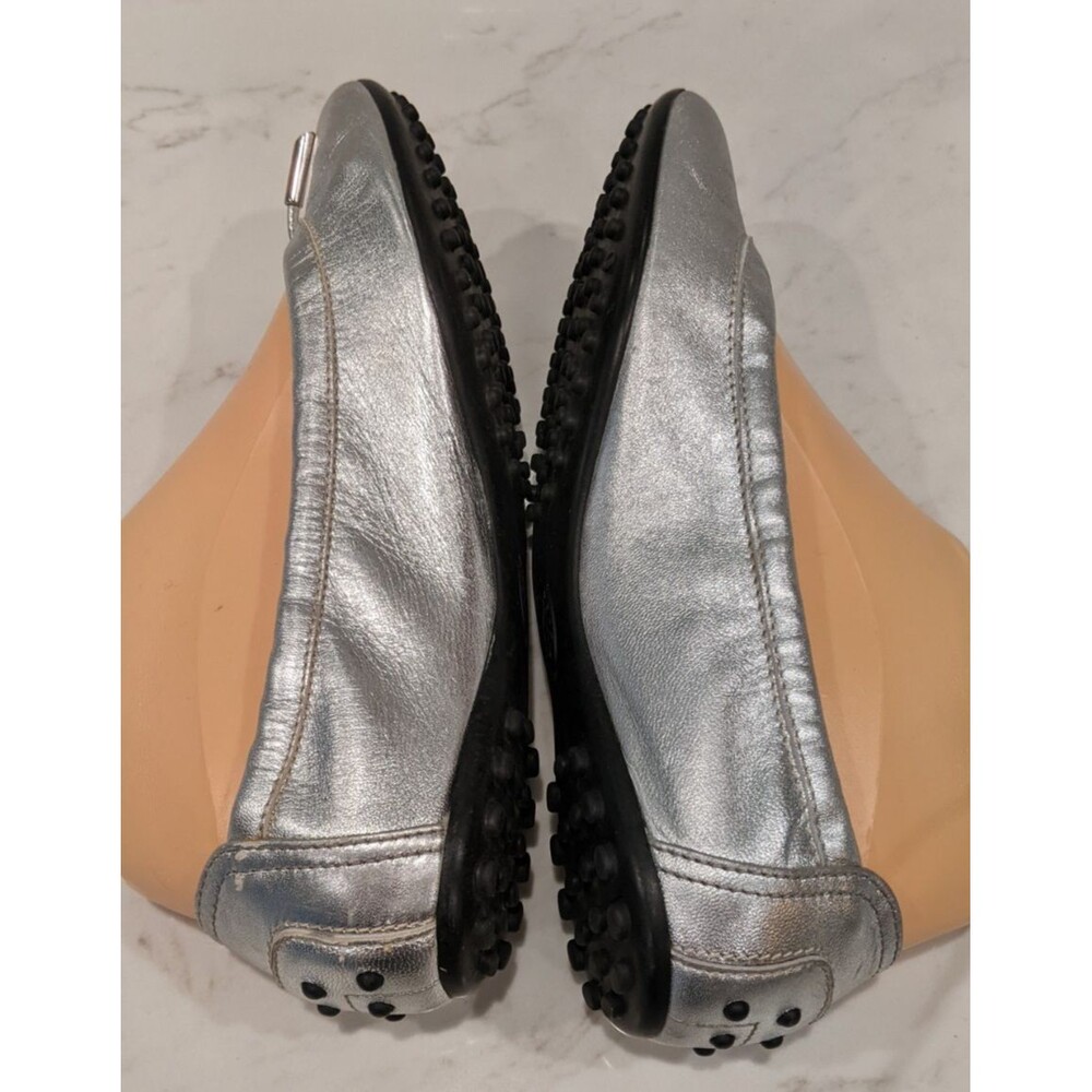 TOD'S Women's Silver Metallic Leather Ballet Flats Size 37/7 - Picture 7 of 12
